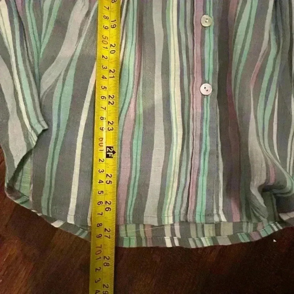 Ruby Rd Women’s L V Neck Button‎ Down Striped Rayon Blend Long Sleeve Top - Picture 9 of 13